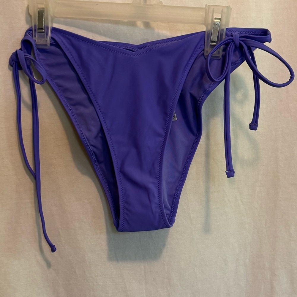 AA-596 Aerie NWT Cheekiest Side‎ Tie Purple Summer Swim Bikini Bottoms Size L